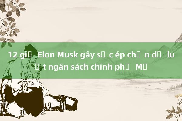 12 giờ Elon Musk gây sức ép chặn dự luật ngân sách chính phủ Mỹ