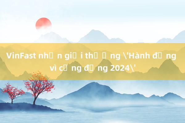 VinFast nhận giải thưởng 'Hành động vì cộng đồng 2024'