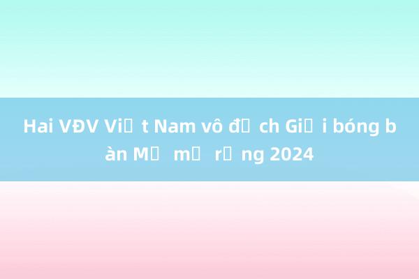 Hai VĐV Việt Nam vô địch Giải bóng bàn Mỹ mở rộng 2024