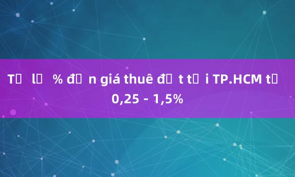 Tỉ lệ % đơn giá thuê đất tại TP.HCM từ 0，25 - 1，5%